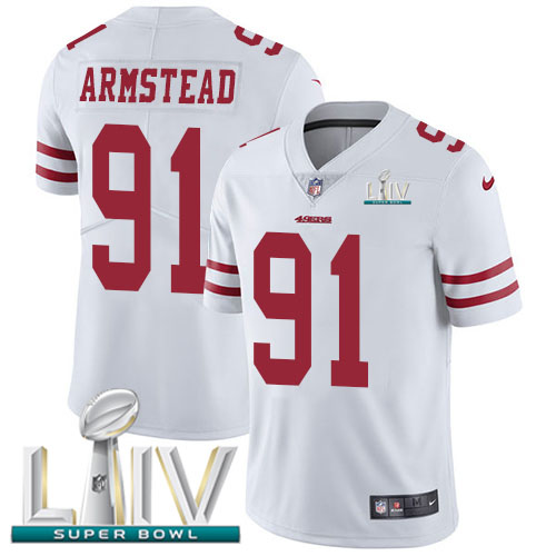 San Francisco 49ers Nike #91 Arik Armstead White Super Bowl LIV 2020 Youth Stitched NFL Vapor Untouchable Limited Jersey